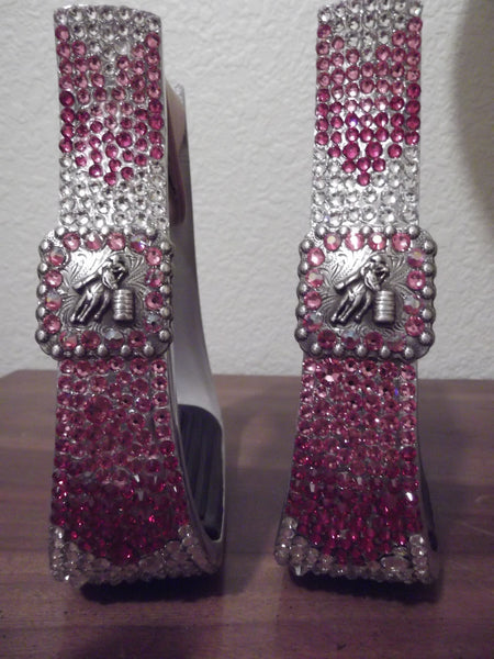 Custom Bling Aluminum Barrel Stirrups with Barrel Racer Concho