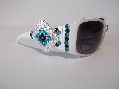 Shiny Silver Diamond Concho Sunglasses - Dally Down Designs
