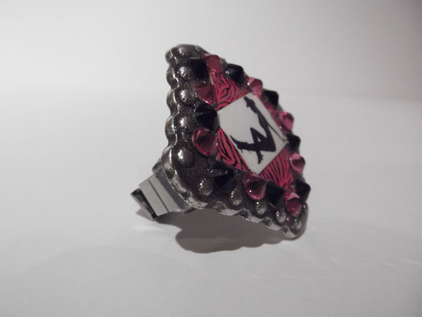 Pink Zebra Mud Flap Girl Concho Ring - Dally Down Designs