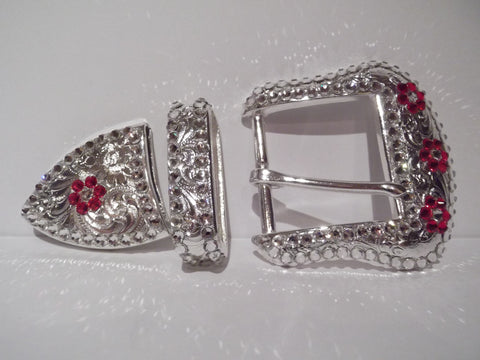 Custom Floral 3 Piece Buckle Set - Dally Down Designs