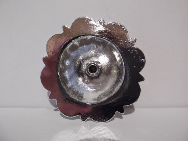 1 3/4" Custom Shiny Silver Berry Concho - Light Siam with Fire Opal Center
