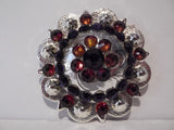 1 3/4" Custom Shiny Silver Berry Concho - Crystal Volcano with Purple Velvet Center