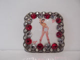 1 3/8" Custom Picture Concho - Pin Up Cowgirl With Hearts