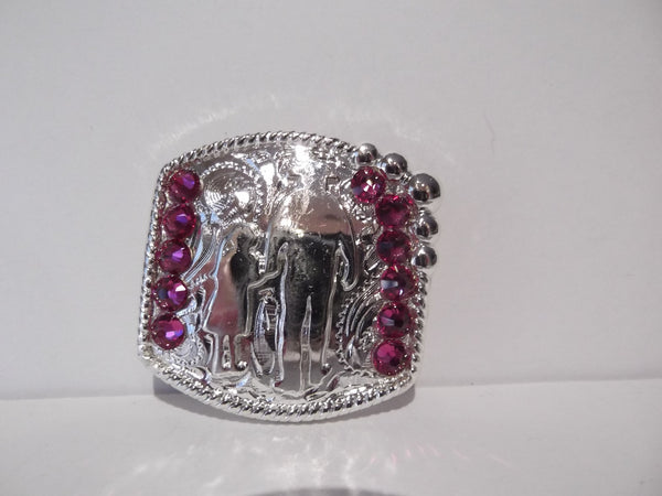 1 1/4" Custom Shiny Silver "Little Lady" Concho - Fuchsia