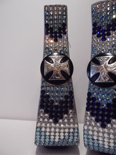 Custom Bling Aluminum Barrel Stirrup with Cross Concho