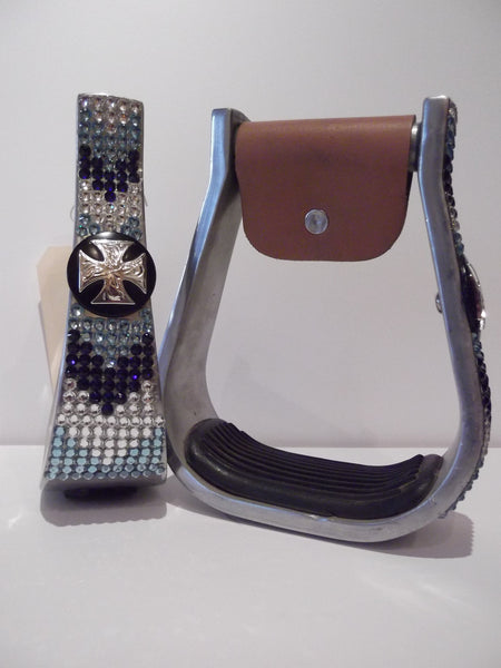 Custom Bling Aluminum Barrel Stirrup with Cross Concho