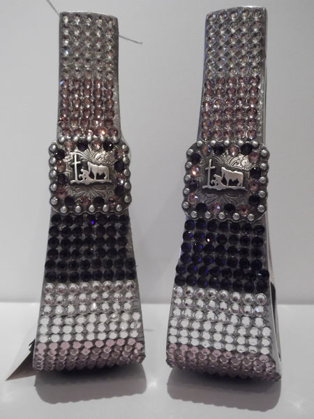 Custom Bling Aluminum Barrel Stirrups with Praying Cowboy Concho