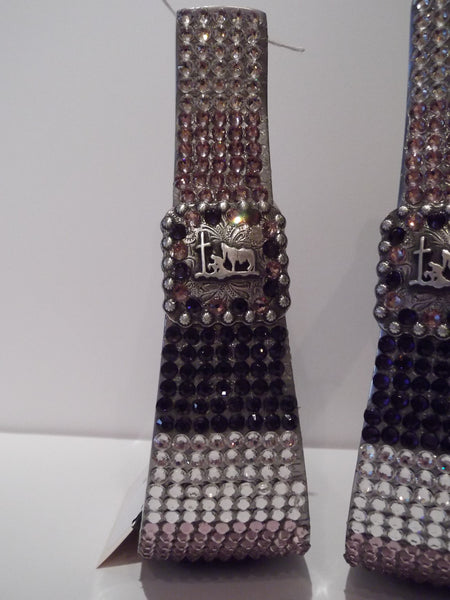 Custom Bling Aluminum Barrel Stirrups with Praying Cowboy Concho