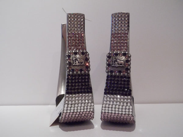 Custom Bling Aluminum Barrel Stirrups with Praying Cowboy Concho