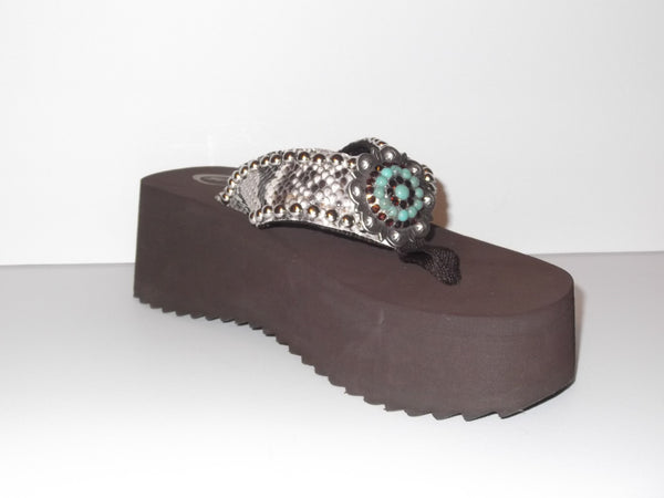 Custom Cowgirl Flip Flop - The Brown Anaconda