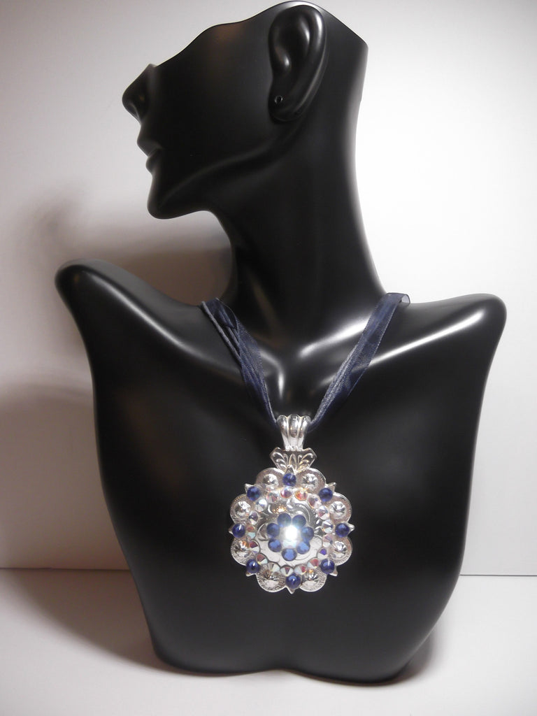 Shiny Silver Berry Concho Necklace - Dally Down Designs