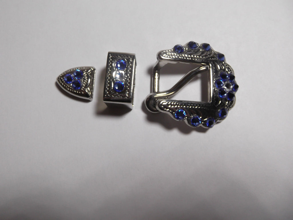 3/4" Shiny Silver Buckle Set - Light Sapphire