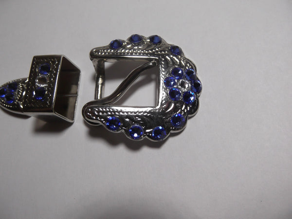 3/4" Shiny Silver Buckle Set - Light Sapphire