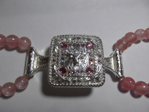 Custom Concho Bracelet with Pink Beads