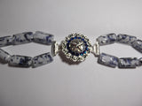 Custom Concho Bracelet with Blue and White Beads