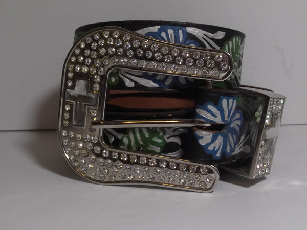 1 1/2" Custom Painted Floral Belt