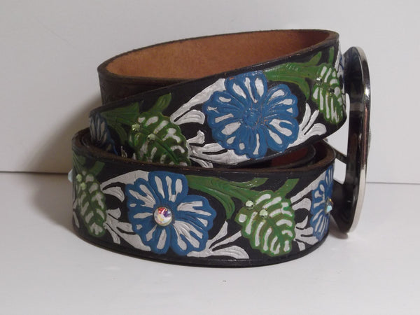 1 1/2" Custom Painted Floral Belt