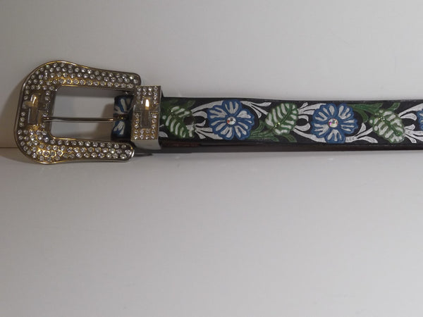 1 1/2" Custom Painted Floral Belt