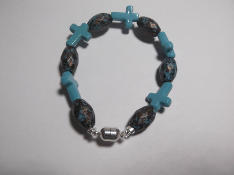 Custom Turquoise Cross Beaded Bracelet