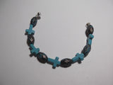 Custom Turquoise Cross Beaded Bracelet