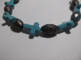 Custom Turquoise Cross Beaded Bracelet