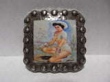 1 3/8" Custom Picture Concho - Munson Pin Up Cowgirl