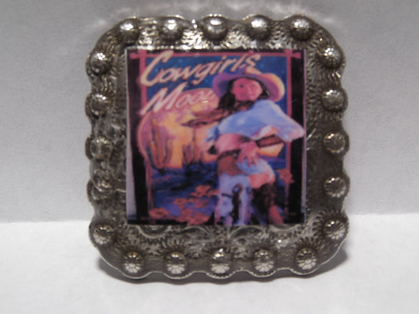 1 3/8" Custom Picture Concho - Cowgirl's Moon