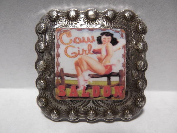 1 3/8" Custom Picture Concho - Cowgirl Saloon