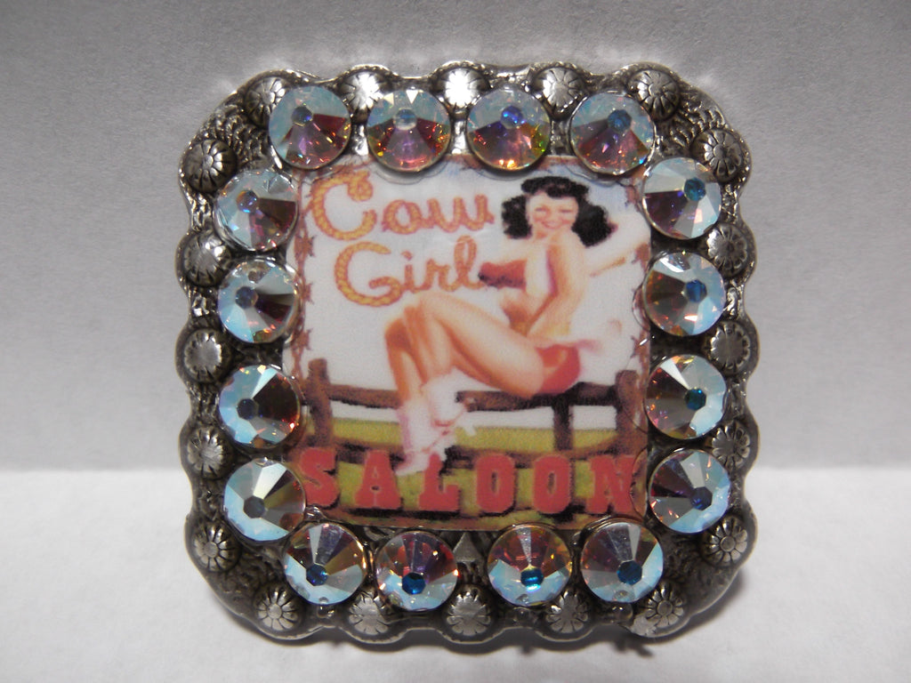 1 3/8" Custom Picture Concho - Cowgirl Saloon
