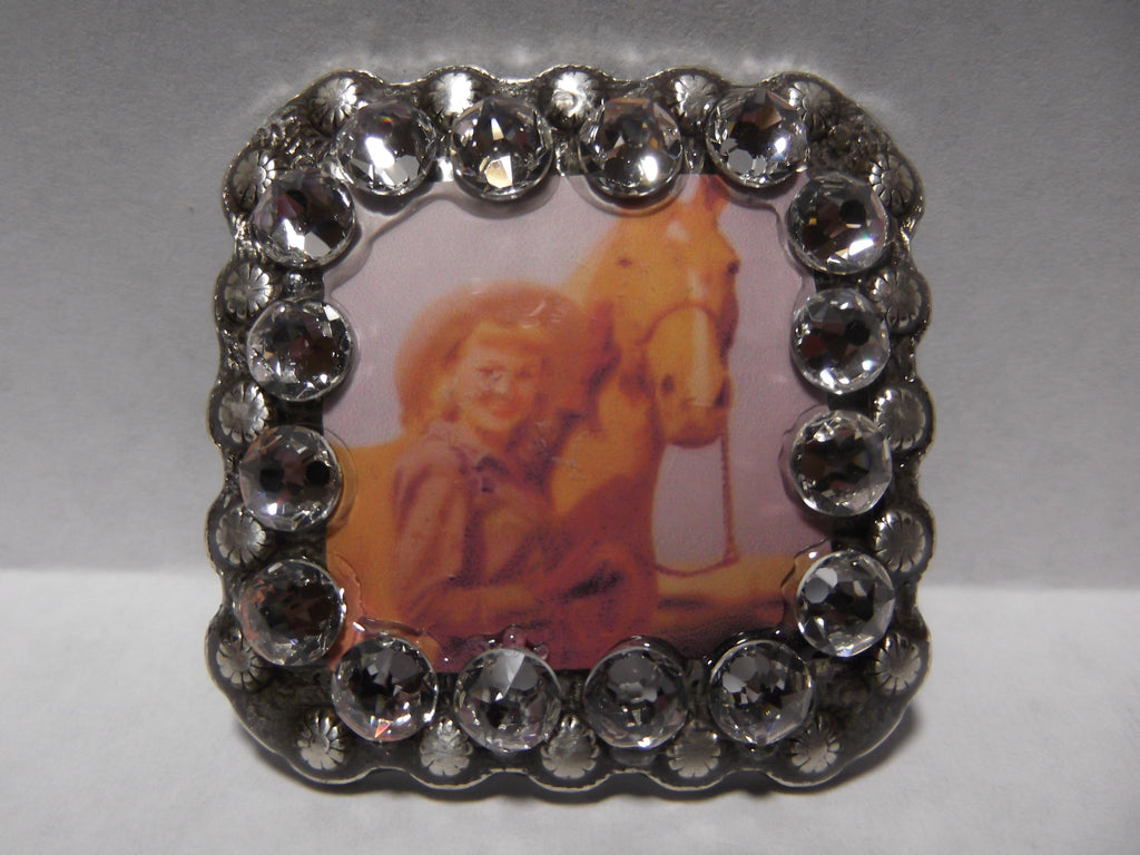 1 3/8" Custom Picture Concho - Cowgirl and Palomino