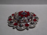 1 3/4" Custom Shiny Silver Berry Concho - Light Siam with Crystal AB Center