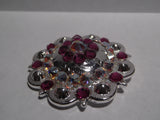 1 3/4" Custom Shiny Silver Berry Concho - Fuchsia with Crystal AB Center