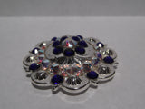 1 3/4" Custom Shiny Silver Berry Concho - Cobalt with Crystal AB Center