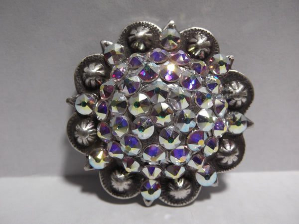 1 3/4" Custom Antique Silver Berry Concho - Crystal AB