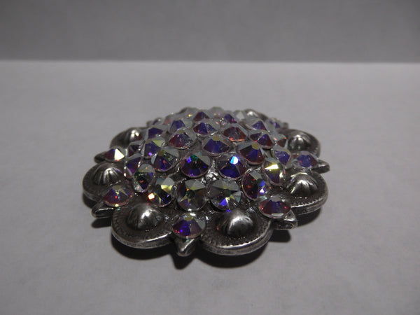 1 3/4" Custom Antique Silver Berry Concho - Crystal AB