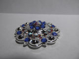 1 3/4" Custom Shiny Silver Berry Concho - Sapphire with Crystal AB Center