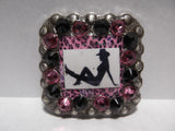 1 3/8" Custom Picture Concho - Cheetah Mud Flap Girl