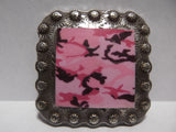 1 3/8" Custom Picture Concho - Pink Camouflage