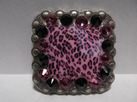 1 3/8" custom Picture Concho - Pink Cheetah