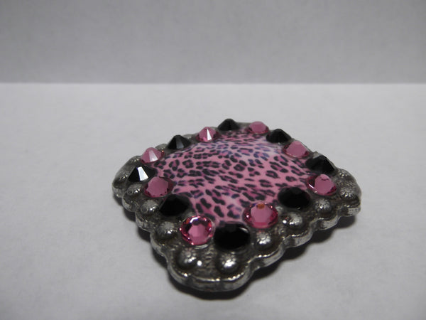 1 3/8" custom Picture Concho - Pink Cheetah