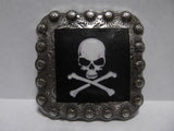 1 3/8" Custom Picture Concho - Skull And Cross Bones