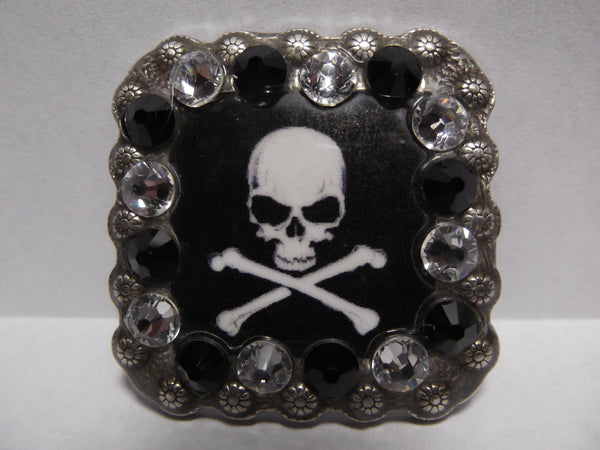 1 3/8" Custom Picture Concho - Skull And Cross Bones