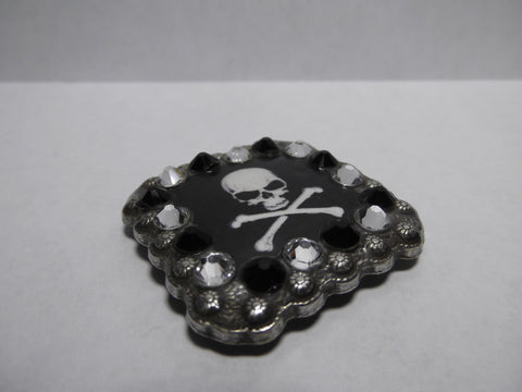 1 3/8" Custom Picture Concho - Skull And Cross Bones