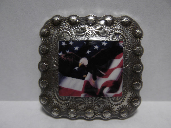 1 3/8" Custom Picture Concho - American Flag With Eagle