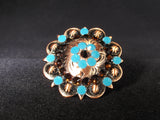 1 3/4" Custom Copper Concho - Caribean Blue Opal and Smoked Topaz