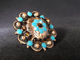 1 3/4" Custom Copper Concho - Caribean Blue Opal and Smoked Topaz