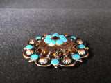 1 3/4" Custom Copper Concho - Caribean Blue Opal and Smoked Topaz