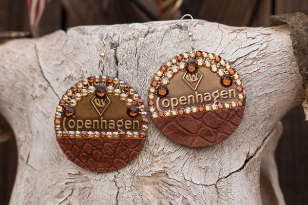 Copenhagen Gold Lid Earrings - Brown Gator - Dally Down Designs