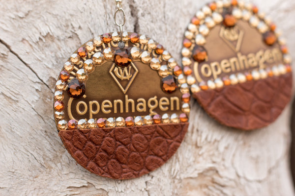 Copenhagen Gold Lid Earrings - Brown Gator - Dally Down Designs