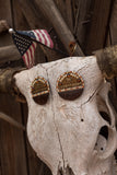 Copenhagen Silver Lid Earrings - Brown Cowhide - Dally Down Designs